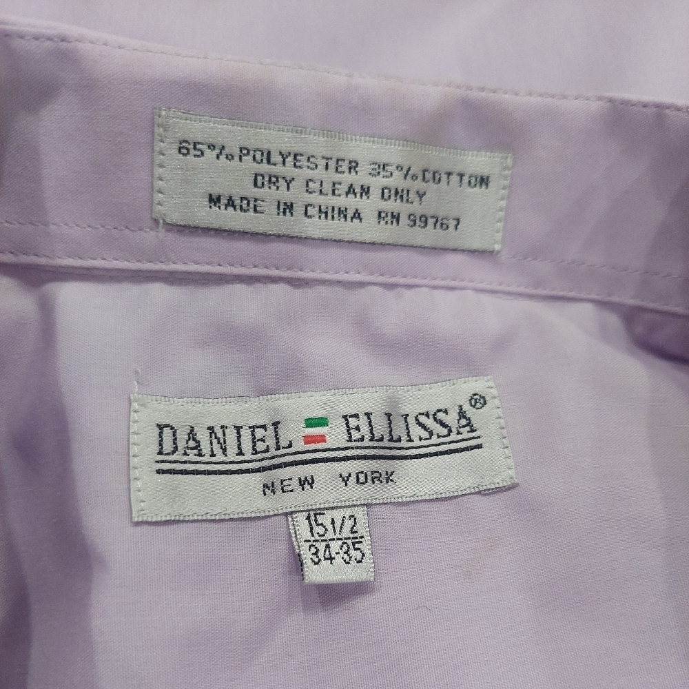 Men's Daniel Ellissa Lavender Long Sleeve Dress Shirt 15.5 (34-35) - Picture 3 of 5